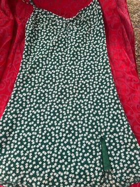 Princess Polly Green Floral Mini Dress with White Flowers